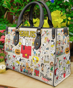 Snoopy Dog Funny Leather HandBag For Women Gift Type01