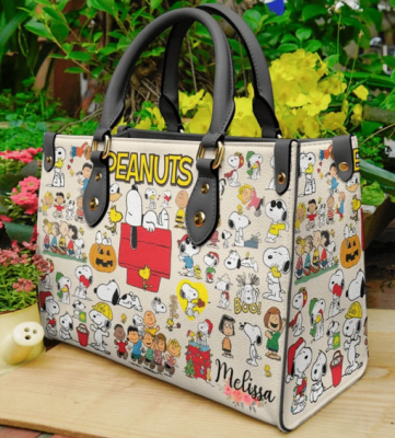 Snoopy Dog Funny Leather HandBag For Women Gift Type01