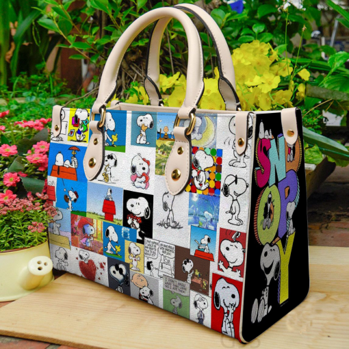 Snoopy Dog Leather HandBag For Women Gift Type02