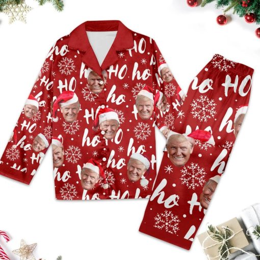 Ho Ho Ho Trump Funny Christmas Pajamas, Santa Trump Make Christmas Great Again Pajamas Set