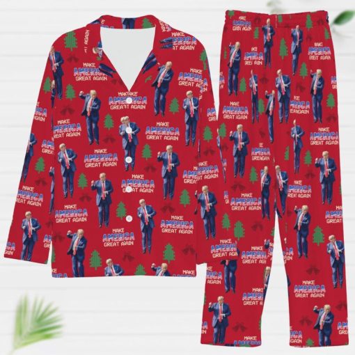 Trump Dancing Pajamas Set, Make American Great Again Christmas Pajamas