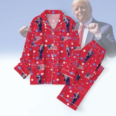 Trump Dancing Christmas Pajamas Set, Humorous Trump Pajama Pants