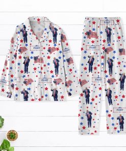 Trump Dancing Christmas Pajamas Set White, Humorous Trump Pajama Pants