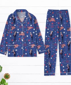 Trump Dancing Christmas Pajamas Set Blue, Make America Great Again Sleepwear