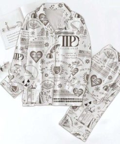 Taylor Swift Tortured Poets Button Pajamas Set, Christmas Gift For Swifties