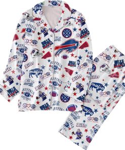 Buffalo Bills Peace Love Bills Mafia Pajama Set