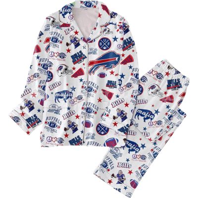 Buffalo Bills Peace Love Bills Mafia Pajama Set