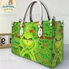 The Grinch Leather Handbag, Crossbody Bag, Top Handle Bag