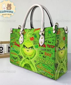 The Grinch Leather Handbag, Crossbody Bag, Top Handle Bag