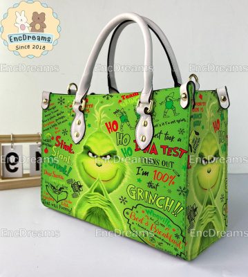 The Grinch Leather Handbag, Crossbody Bag, Top Handle Bag