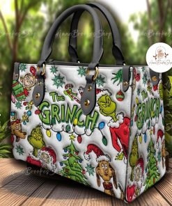 Funny Grinch Pattern Handbag, Women Leather Bag