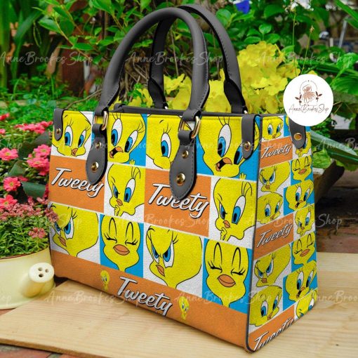 Tweety Bird Leather Handbag, Tweety Bird Cartoon Handbag