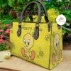 Tweety Bird Leather Handbag, Tweety Bird Cartoon Handbag Style01