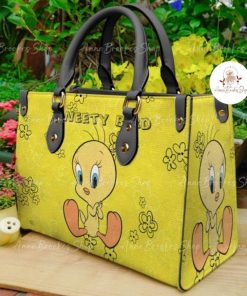 Tweety Bird Leather Handbag, Tweety Bird Cartoon Handbag Style01