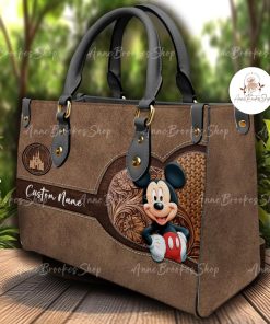 Mickey Mouse Leather Handbag, Tinkerbell Handbag, Women Leather Bag