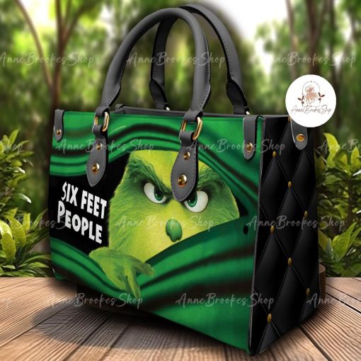 Grinch Christmas 3D Leather Handbag, Women Leather Bag