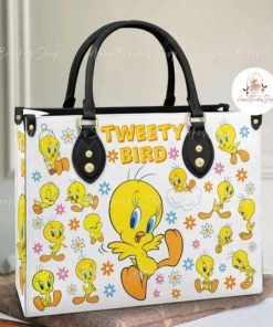 Tweety Bird Leather Handbag, Tweety Bird Cartoon Handbag Style02