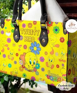 Tweety Bird Leather Handbag, Tweety Bird Cartoon Handbag Style03